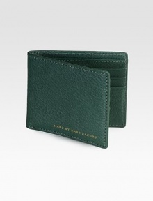 Traditional wallet in handsomely textured leather.One bill compartmentSix card slotsLeather4½W x 3HImported