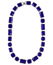 Beautiful in blue. This statement necklace from Nine West is crafted from silver-tone mixed metal, with shapely stones providing a stylish touch. Approximate length: 16 inches.