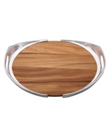 Deliver everything from cocktail-hour treats to breakfast in bed on the Classic Fjord butler's tray from Dansk's collection of serveware and serving dishes. Polished aluminum handles offer smart functionality and a touch of shine to richly colored acacia wood.