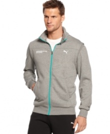 Sporty stays sleek with this Mercedes Benz jacket from Puma.