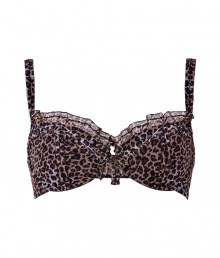 With a seductive fit and d?colletage-enhancing padded cups, this Chantal Thomass bra will help turn up the heat - Soft cups, ruffled sweetheart overlay, tied bow, allover animal print, wide adjustable straps, back hook and eye closures - Perfect under a low cut cocktail dress or with matching panties for stylish lounging