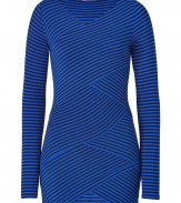 With its cool tiered layers and figure-hugging fit, Steffen Schrauts optical striped top is a bold way to dress up casual looks - Soft V-neckline, long sleeves, tiered layering - Long, lean fit - Wear with a black mini, flats and a statement satchel