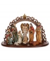 Beautifully crafted, this Italian nativity scene from Mark Roberts features ornately detailed figures at the birth of baby Jesus.