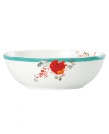 Make casual tables sing with this irresistible fruit bowl from Lenox Simply Fine dinnerware. The dishes feature a stripe of fresh green that complements the bright watercolor-inspired florals of Chirp as they flourish inside and out on white bone china. Qualifies for Rebate