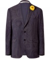 Elegant jacket in fine, pure grey and violet wool - Sleek and stylish, quintessentially Etro paisley motif - Slim, straight silhouette - Single-breasted cut with two-button closure - Medium-width lapels, flap pockets and single chest pocket - The detail we love: a yellow rose pinned to the left lapel - Polished and dandy-chic, easily dressed up or down - Wear day or evening and pair with chinos, slim jeans or linen trousers