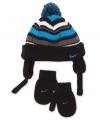 Keep those little ears and fingertips warm this winter in a knit cap and mitten set from Nike.