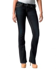 Denim for the citified girl, these dark wash bootcut jeans from Silver Jeans are all about classic style.