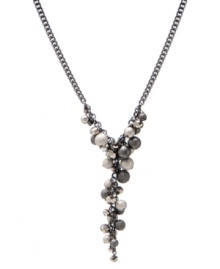 Silver lining: A metallic palette is an added bonus for Kenneth Cole New York's beaded Y necklace, making it versatile enough to pair with a variety of looks. Crafted in hematite tone mixed metal. Approximate length: 17 inches + 3-inch extender. Approximate drop: 3-1/2 inches.