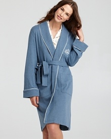 Quilted trims lend a luxe finish to this classic robe from Lauren Ralph Lauren.