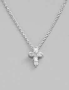 From the Tiny Treasures Collection. Demure in size but not in sparkle, a graceful cross hangs from a chain of 18k white gold. Diamonds, 0.11 tcw 18k white gold Chain length, about 16 Pendant length, about ¼ Lobster clasp Made in Italy