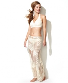 Sheer, lacy lounge pants from Coco Reef look seductive at the beach or by the pool! Match it with a crochet bikini or add pop with a colorful maillot.