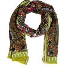 Dressed up or down, this elegant cashmere-blend paisley scarf from Etro injects bold style into any ensemble - All-over bold paisley print, frayed hem - Pair with workweek chic look or an elevated jeans-and-tee ensemble