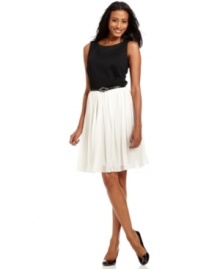 Charter Club's dress features a knit bodice and pleated skirt for the chic look of separates in one great dress. Mix in pumps to complete the look.