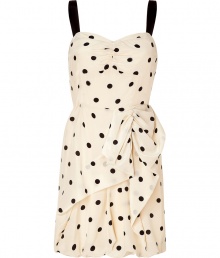 With on-trend retro styling and a playful print this silk Marc by Marc Jacobs dress makes a bold statement - Sweetheart neckline, contrast spaghetti straps, gathering at bust, front draped detailing, exposed back zip closure - Style with fishnets, an oversized cardigan, and platform booties