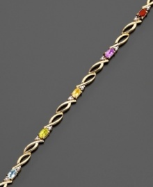 Colorful stones are surrounded by beautifully-designed 18k gold over sterling silver. Approximate bracelet length: 7-1/2 inches.