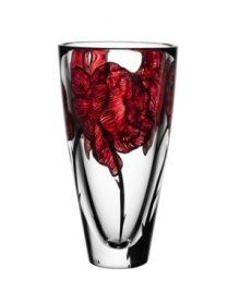 Inked with big red roses in eco-friendly paint, the handcrafted Tattoo vase features beautiful art glass with a cool rock n' roll feel. Designed by Ludvig Lofgren for Kosta Boda.