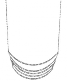 Embrace your elegant side. Fossil's layered necklace is crafted from silver-tone stainless steel with a crescent design adding a stylish touch. Approximate length: 18 inches + 2-inch extender. Approximate drop: 1 inch.