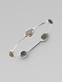 Pretty labradorite cabochons set in sterling silver. LabradoriteSterling silverSlip-on styleDiameter, about 2¾Imported 