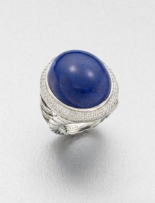 From the Signature Oval Collection. A domed lapis cabochon set in sterling silver accented with brilliant diamonds. LapisDiamonds, .81 tcwSterling silverWidth, about 1Imported