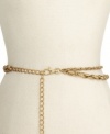 Drape your waist with industrial cool. A slinky double-chain adds glamorous appeal to this Style&co. chain belt.