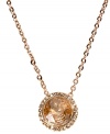 Shimmering sophistication from Michael Kors. This pendant necklace highlights a cubic zirconia stone (3-3/8 ct. t.w.) embellished with Czech stones. Crafted in rose-gold tone mixed metal. Approximate length: 16 inches. Approximate drop: 1/2 inch.