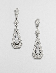 EXCLUSIVELY AT SAKS. A vintage-inspired style featuring hand-set, brilliant pavé crystals in a framed chandelier drop design. CrystalsCubic zirconiaRhodium-plated brassDrop, about 2.25Post backImported 