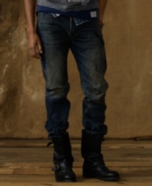 A hint of wear-and-tear lends a vintage, pretention-free feel to a slim-fitting jean in authentically worn denim.