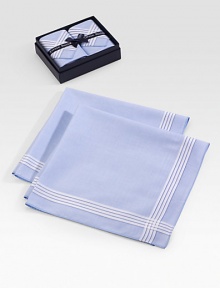 From the Savile Row maker of fine men's furnishings, classic handkerchiefs of fine cotton. Boxed set of two About 18½ square Cotton; machine wash Imported