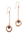 Trendy, yet timeless, these Breil earrings feature an elegant mix of color and shine. A chic, cut-out circular design highlights a grey natural pearl set in rose gold ion-plated stainless steel. Approximate drop: 1 inch.