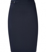 Sleekly sophisticated, Hugos buckle-detailed high-waisted pencil skirt is a work to cocktails must - Buckle detail at hip, hidden back zip, kick pleat - Tailored fit, high-waisted - Pair with a silk blouse and blazer or a cashmere pullover and leather jacket