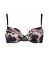 Turn up the heat in this ultra-luxe tropical print bra from Elle MacPherson Intimates - Contouring cups with bow, lace sides, adjustable black straps, black trim, back hook and eye closures - Perfect under cocktail dresses or paired with matching panties for seriously stylish lounging