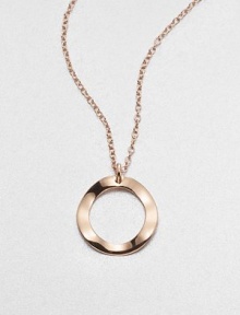 Delightfully simple, a wavy open circle pendant in sterling silver and 18k gold has a warm glowing finish of 18k rose goldplating, as does its delicate chain.18k gold and sterling silver with 18k rose goldplatingChain length, about 16-18 (adjustable)Pendant diameter, about 1Lobster claspImported