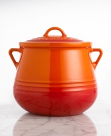 Designed to enhance the flavors of your signature baked beans, soups & stews, this uniquely shaped pot features a deep, round body that slowly & evenly circulates heat, plus a narrow neck that minimizes moisture and temperature loss. Durable stoneware dresses up your tabletop and adds a splash of charm to any setting. 5-year warranty.