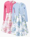 Tea anyone? She'll be a prim and proper little lady in this  floral cardigan and dress set from Sweet Heart Rose.