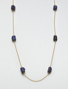 From the Bundle Collection. Rich lapis stones wrapped in radiant 24k gold wire on a delicate link chain. Lapis24k goldLength, about 39.4Pelican clasp closureImported 