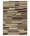 An ideal design for the Modernist at heart, the Tribecca area rug presents a series of variegated stripes in streamlined, geometric layers. Woven of soft polypropylene for superior stain resistance and durability. (Clearance)