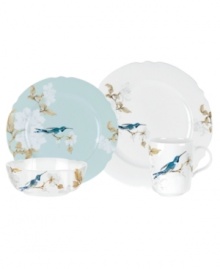 Abuzz with hummingbirds, the airy and bright Nectar place setting brings the outdoors in. Versatile bone china formed in Spode's impressions shapes with a cool blue or crisp white glaze complements serene country settings.