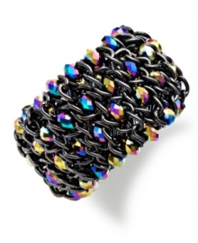 Colorful chic. Style&co.'s stretch bracelet, crafted from hematite-tone mixed metal pops with vibrant beads adding a fashion-forward touch. Approximate length: 7 inches.