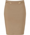 With a zipper-detailed waistband, this sleek pencil skirt adds on-trend style to your workweek look - Waistband with zipper trim, classic pencil silhouette, back welt pockets, concealed back zip closure, back vent - Pair with a tie-neck blouse, platform pumps, and an oversized satchel