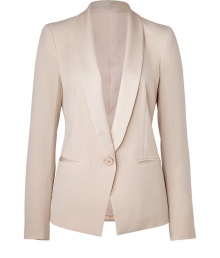 With its sharply tailored fit and timeless classic styling, DKNYs pristine tuxedo blazer is a workweek essential - Satin shawl lapel, long sleeves, single button closure, satin trimmed front slit pockets - Tailored fit - Pair with a sheath dress for cocktails, or for work with a pencil skirt and peep-toes