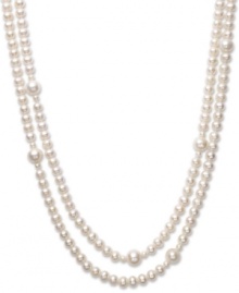 Endless elegance. 72 inches of cultured freshwater pearls (4-10 mm) is enough to turn any ensemble into an masterpiece.