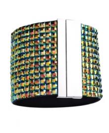 Dazzling and dramatic. Catherine Stein's chic cuff bracelet will be a go-to option for your going out wardrobe. Made in mixed metal, it's embellished with glittering aurora borealis stones. Includes a magnetic closure. Approximate diameter: TK inches.