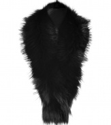 The ultimate luxe accessory, Steffen Schrauts fur scarf guarantees an exquisite polish to your outfit - Black raccoon fur, fringed ends, pocket on one end, front snap closure, loop on reverse for hold, fabric reverse - Layer over cashmere pullovers, or collarless coats with black leather gloves