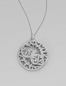 EXCLUSIVELY AT SAKS. A lyrical vine design, delineated in pavé Swarovski crystals, creates this radiant pendant, on a delicate chain. Crystals Rhodium plated Chain length, about 16 with 2 extender Pendant diameter, about 1¾ Lobster clasp Imported