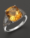 Badgley Mischka Citrine Cocktail Ring With Brown Diamonds