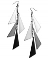 Four times the style. These GUESS earrings feature clusters of triangles in silver, imitation rhodium, hematite and jet tones. Crafted in mixed metal. Approximate drop: 4 inches. Approximate diameter: 1-1/4 inches.