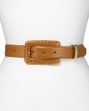 Wrap your waist in something sleek: this MICHAEL Michael Kors belt works cognac-hued crocodile and a covered buckle for modern polish.