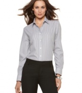 A neat idea for the workweek: Jones New York Signature's easy-care shirt with a classic thin stripe.