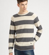 Classic striped meet a modern fit to create this cashmere-cotton pullover.CrewneckRaglan sleevesRibbed trimPull-on style50% cashmere/50% cottonDry cleanImported