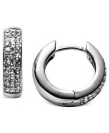 Embrace style with these earrings from Fossil. Crafted from silver-tone stainless steel, the pair dazzles with sparkling accents providing a lustrous touch. Approximate drop: 6/10 inch.